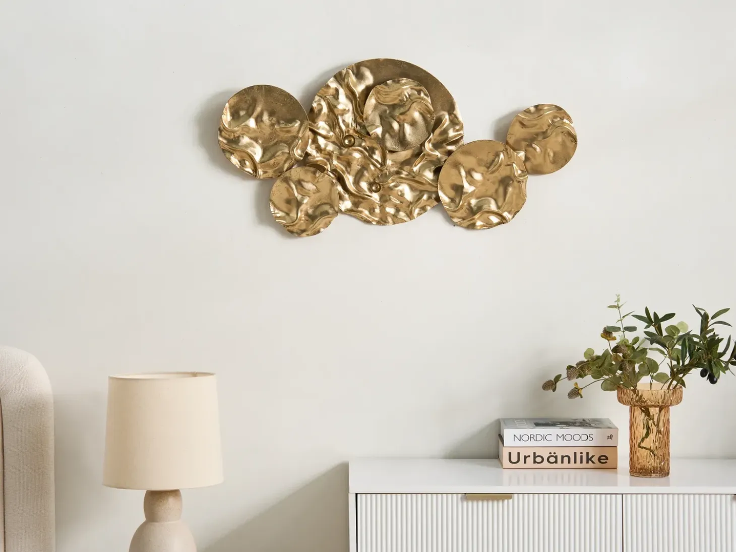 Vægdekoration CALRY Metal 43 cm Guld
