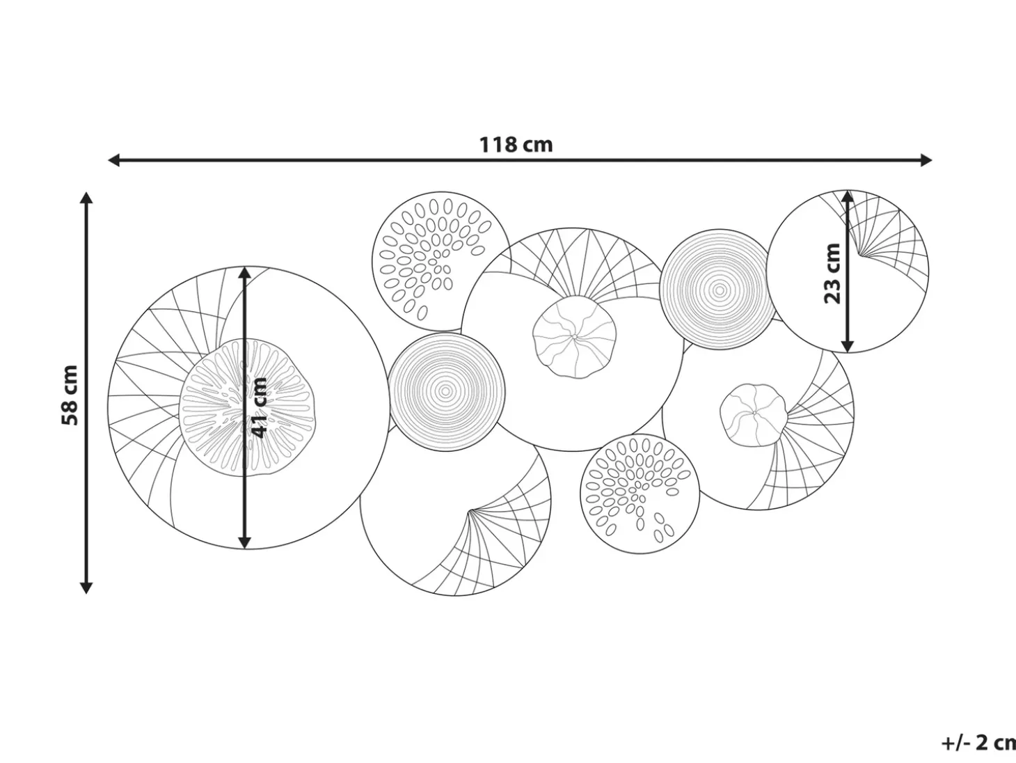 Vægdekoration CESIUM Metal 58 cm Sølv