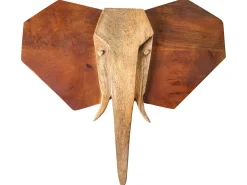 Vægdekoration Elefant GAROUA Mangotræ 37 cm Brun