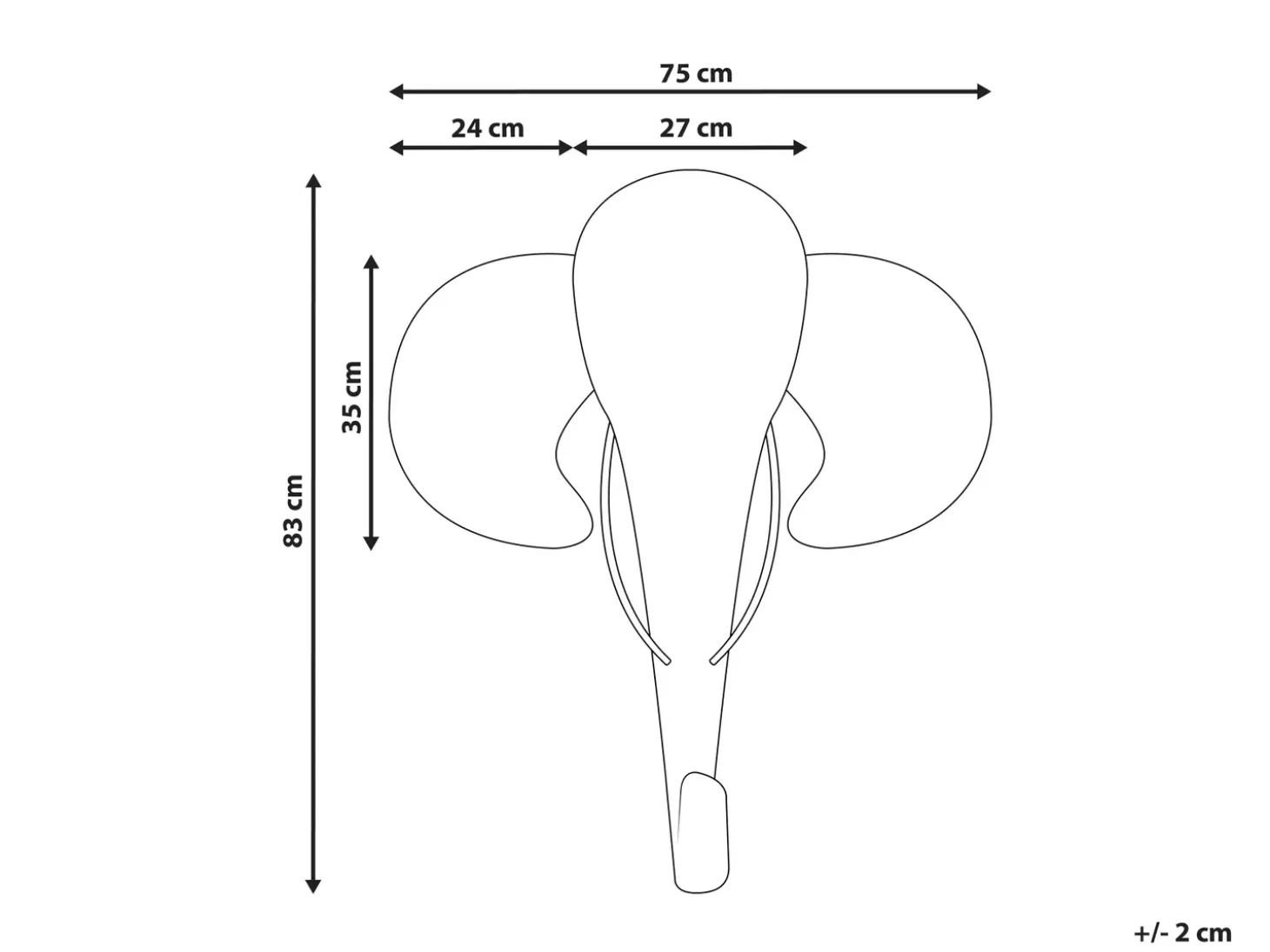 Vægdekoration Elefant GRUNEY Rattan 83 cm Naturlig