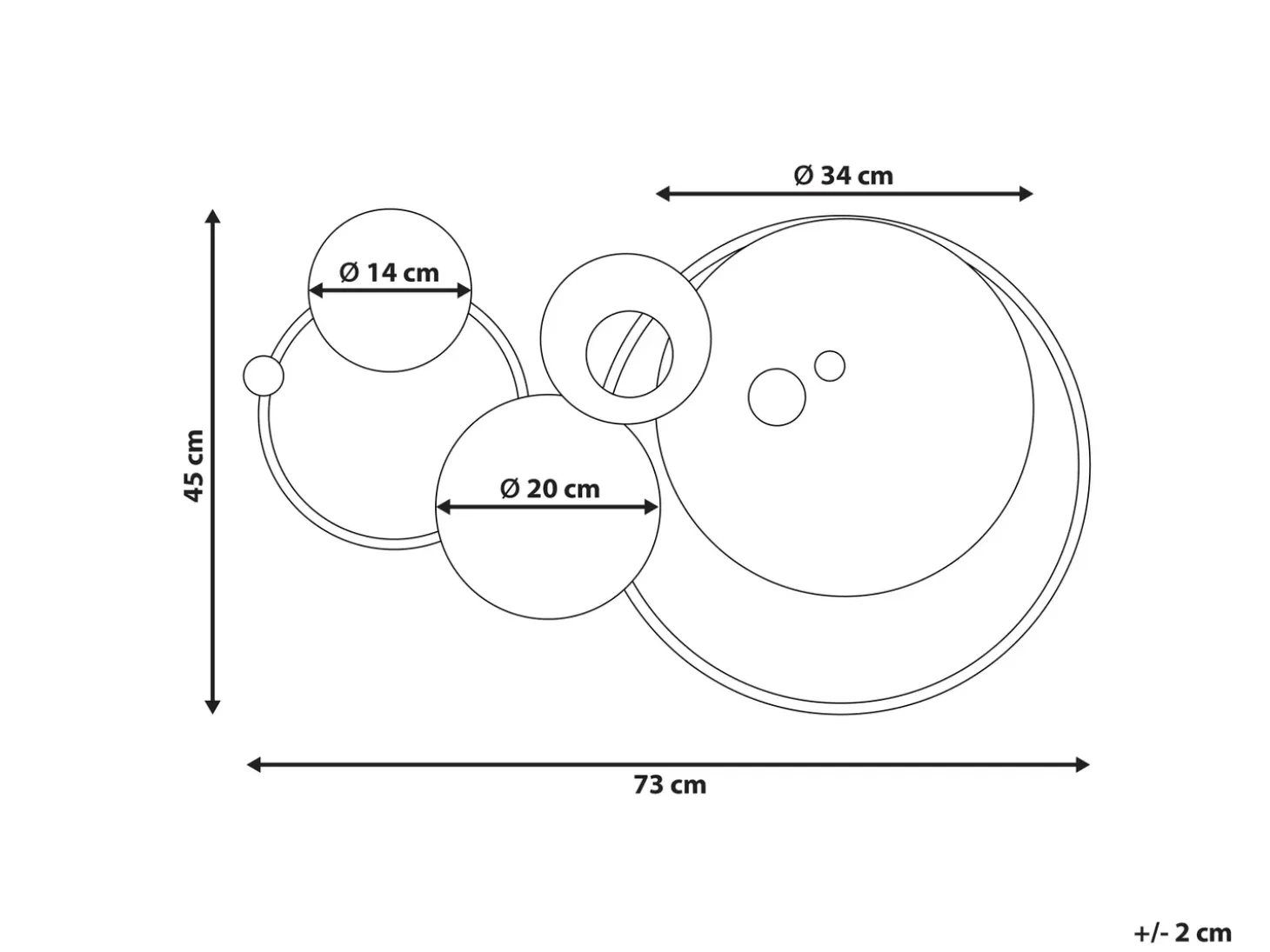 Vægdekoration HELIUM Metal 45 cm Guld