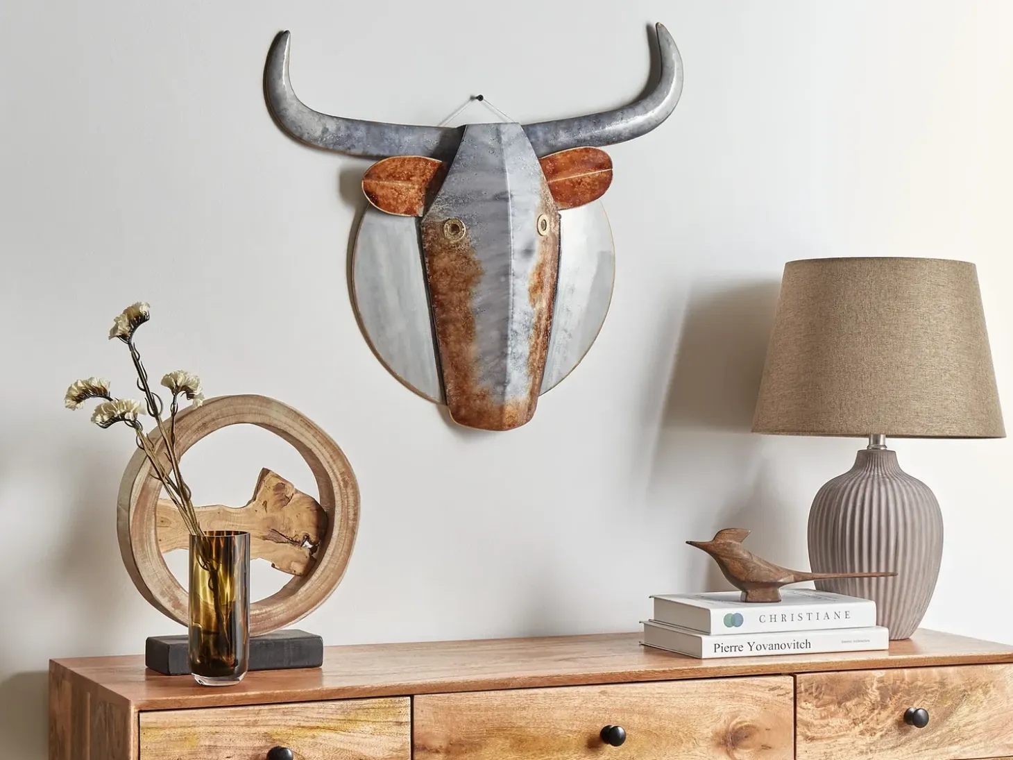 Vægdekoration Tyr ERBIUM Metal 41 cm Grå