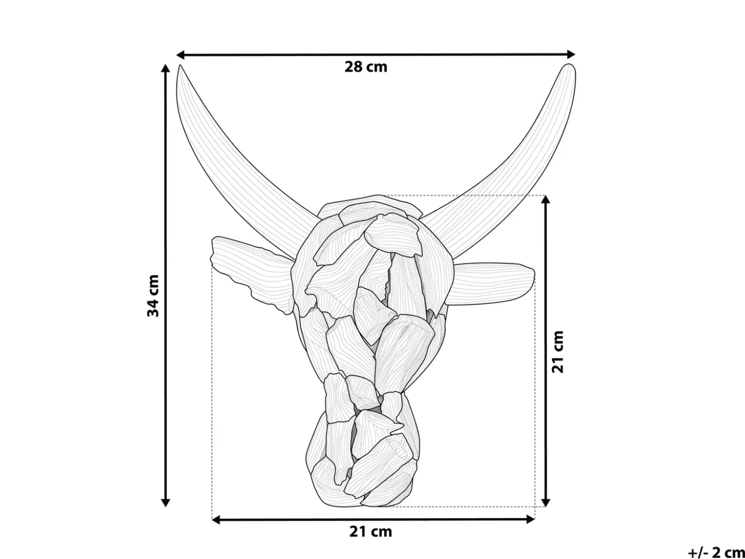 Vægfigur Tyr BULL HEAD Teaktræ 34 cm Brun