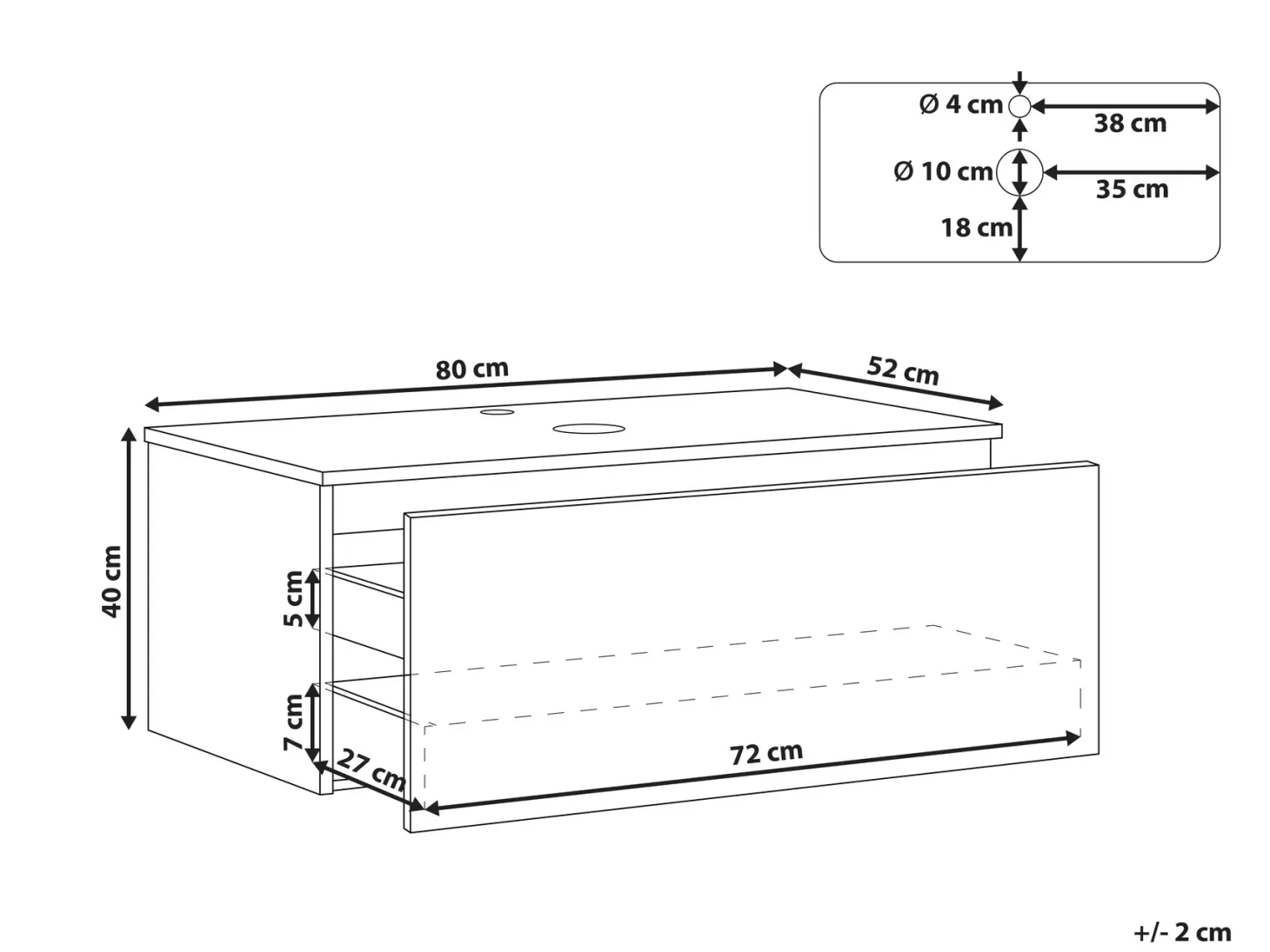Væghængt vaskeskab ALZIRA 80 cm Sort