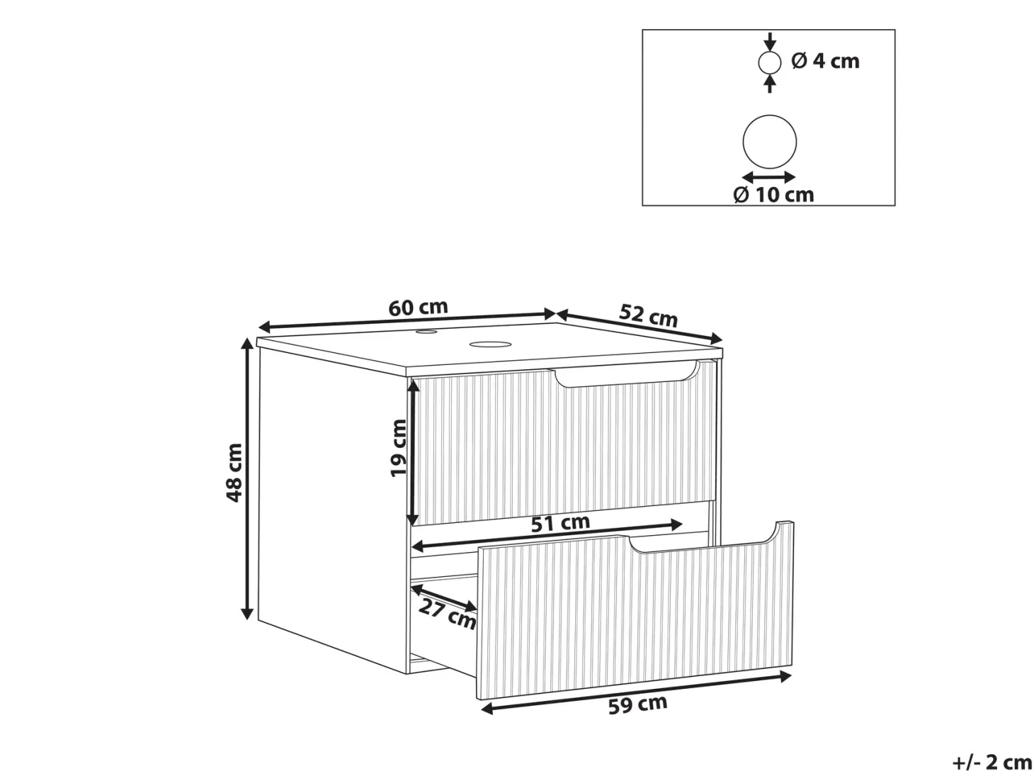 Væghængt vaskeskab QUINTELA 60 cm Sort