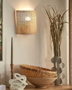Væglampe CARIO Naturlig Rattan