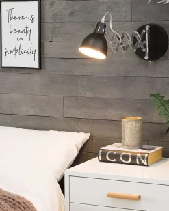 Væglampe HARRINGTON Sort Metal Justerbar