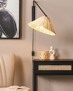 Væglampe PALENA Naturlig Rattan Justerbar