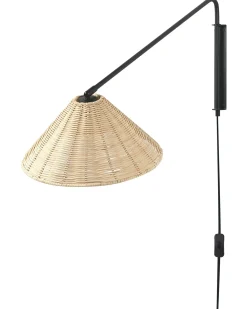 Væglampe PALENA Naturlig Rattan Justerbar