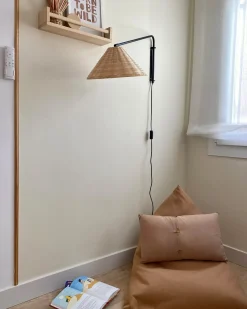 Væglampe PALENA Naturlig Rattan Justerbar