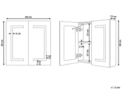 Vægmonteret spejlskab til badeværelset LED MAZARREDO 60 cm 60 cm Hvid