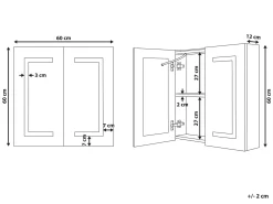 Vægmonteret spejlskab til badeværelset LED MAZARREDO 60 cm 60 cm Sort