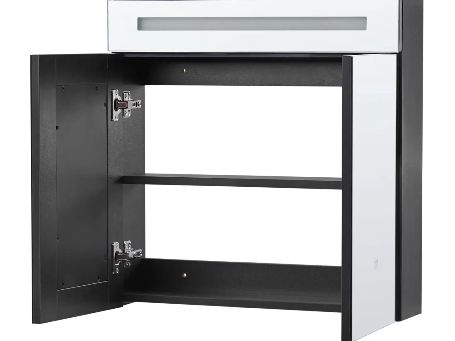 Vægmonteret spejlskab til badeværelset LED JARAMILLO 60 cm 60 cm Sort