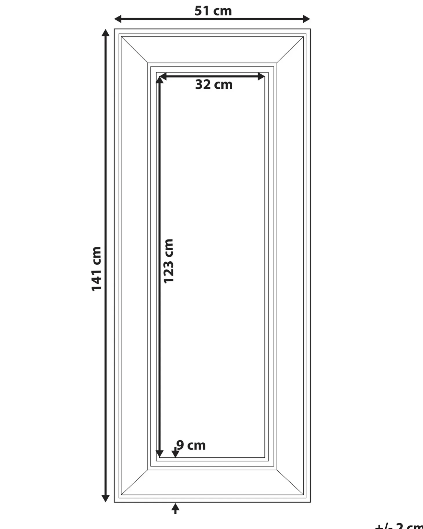 Vægspejl ASPEN 51 cm 141 cm Guld