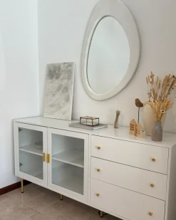 Vægspejl AUDES 60 cm 90 cm Velour Cremehvid