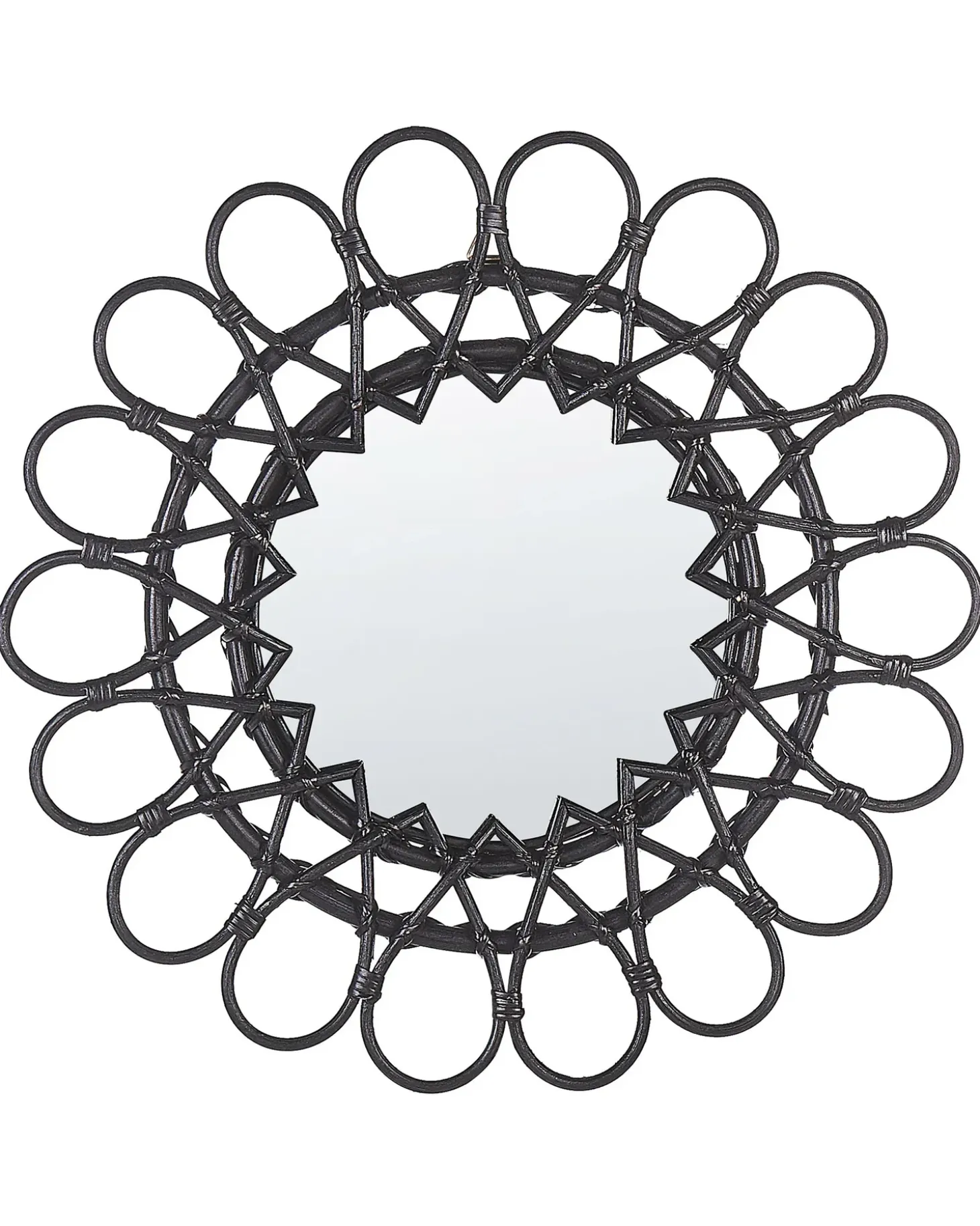 Vægspejl BABAI 60 cm 60 cm Rattan Sort