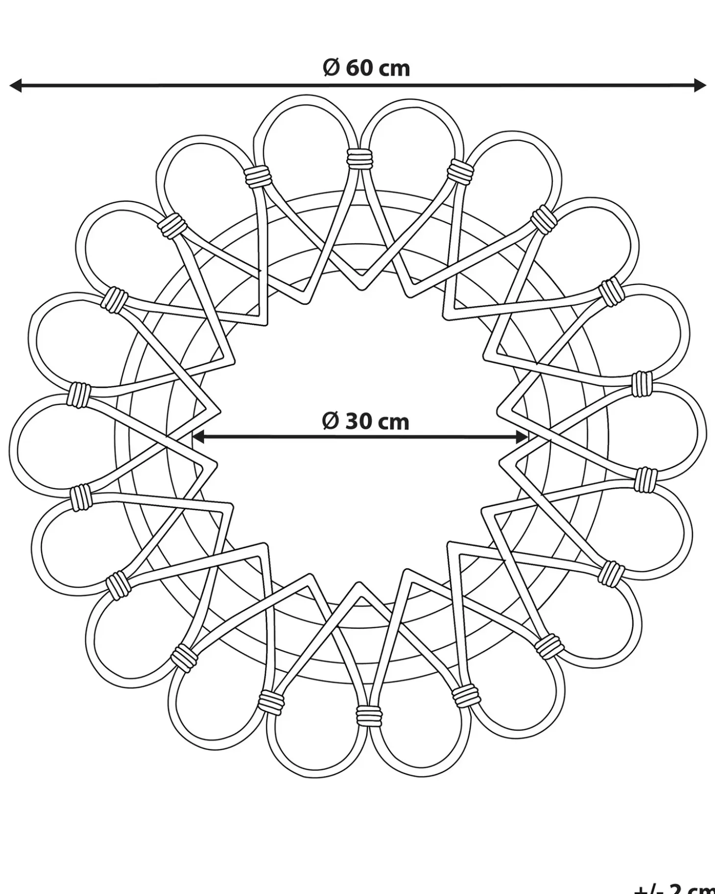 Vægspejl BABAI 60 cm 60 cm Rattan Sort