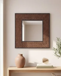 Vægspejl BOISE 60 cm 60 cm Teaktræ Mørkebrun