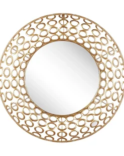 Vægspejl BOURDON 80 cm 80 cm Metal Guld
