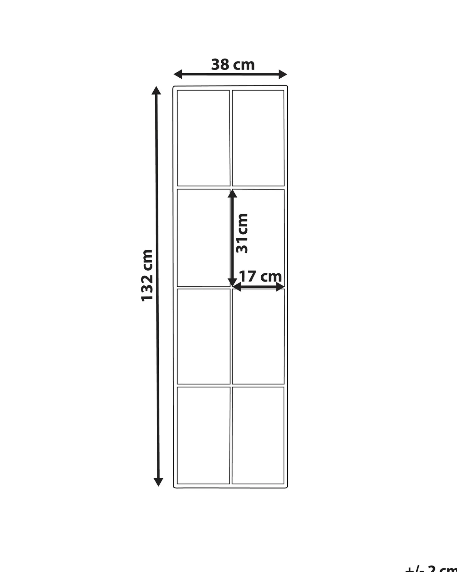 Vægspejl CAMON 38 cm 132 cm Metal Sort