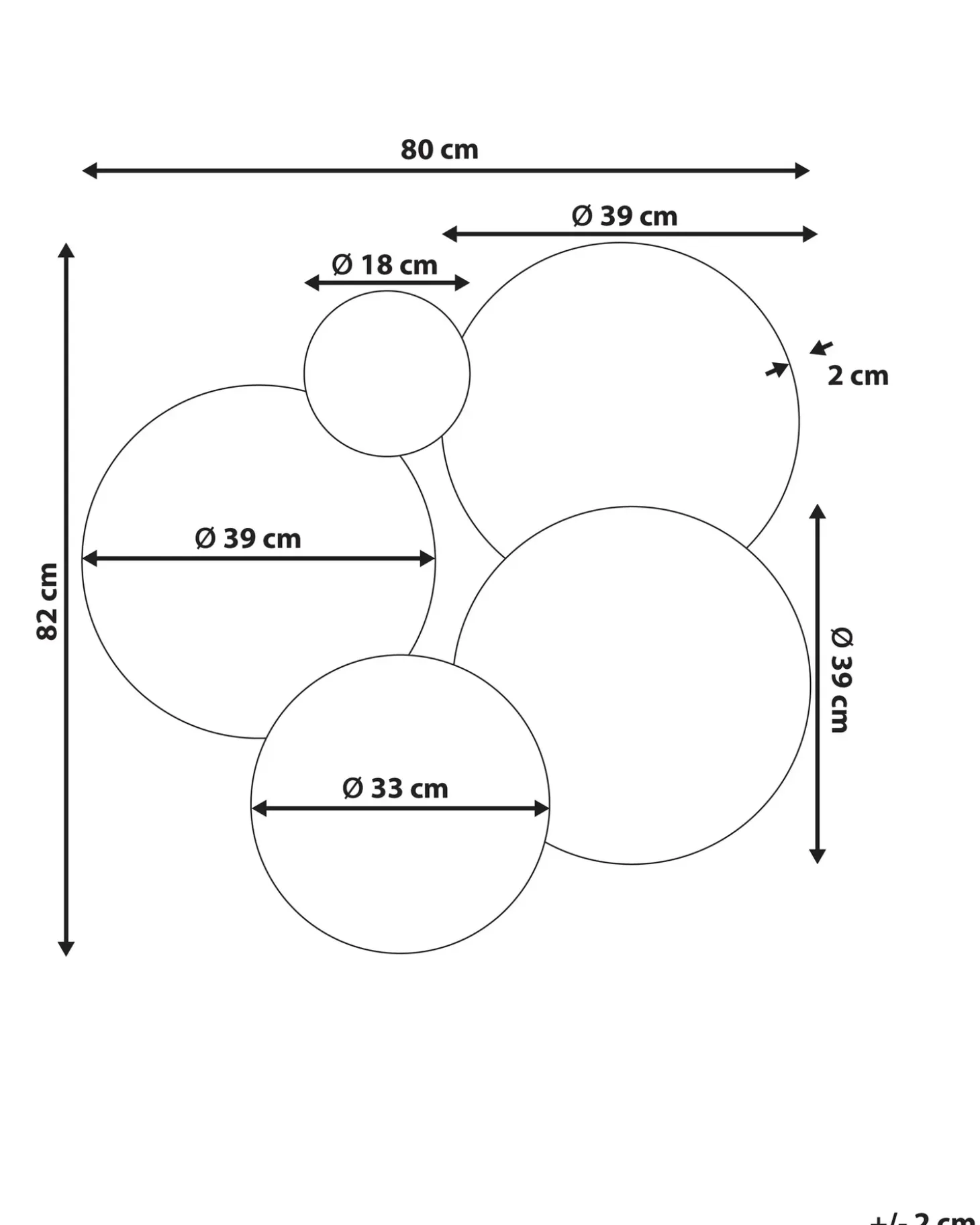 Vægspejl CLAIS 82 cm 80 cm Sølv