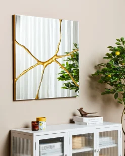 Vægspejl COOLE 80 cm 80 cm Guld