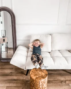 Vægspejl CULAN 60 cm 160 cm Velour Lyserød
