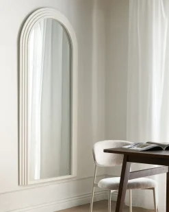 Vægspejl DIJON 80 cm 170 cm Træ Cremehvid