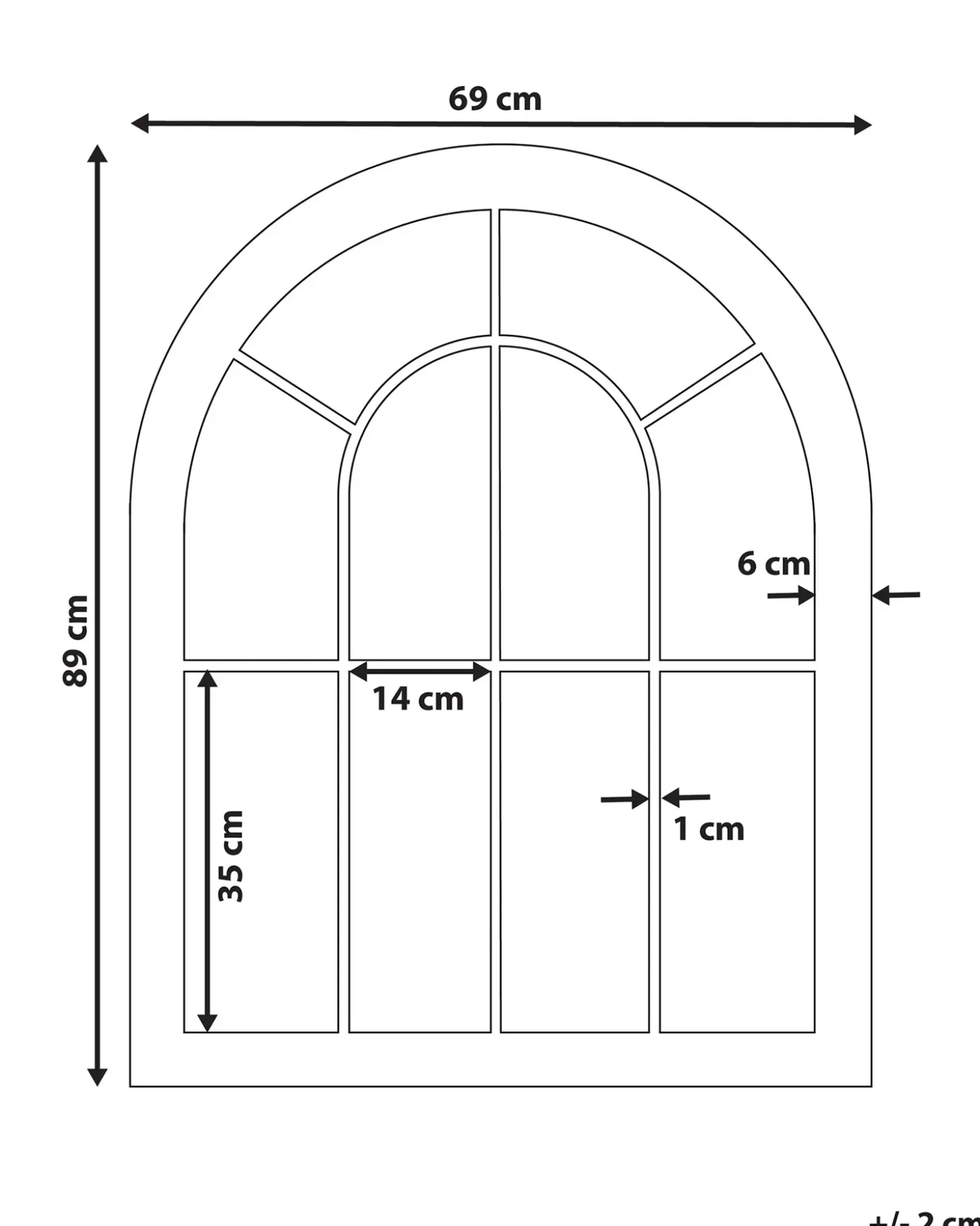 Vægspejl EMBRY 69 cm 89 cm Metal Sort