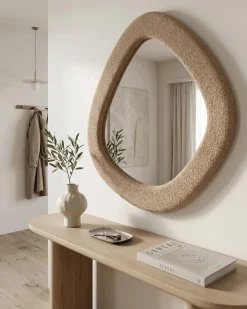 Vægspejl EPIRY 79 cm 80 cm Boucle Lysebrun