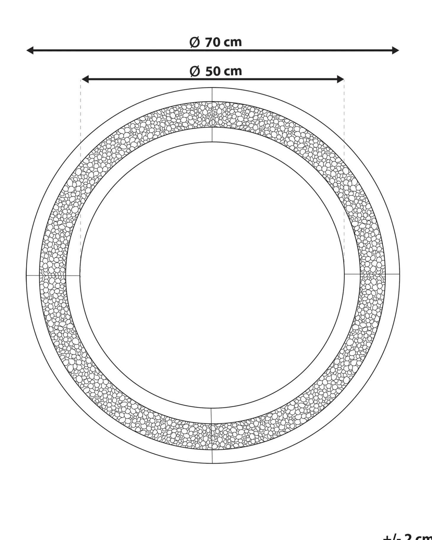 Vægspejl ERBRAY 70 cm 70 cm Sølv
