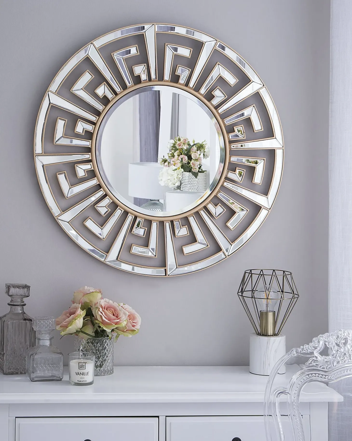 Vægspejl FLERS 70 cm 70 cm Metal Guld