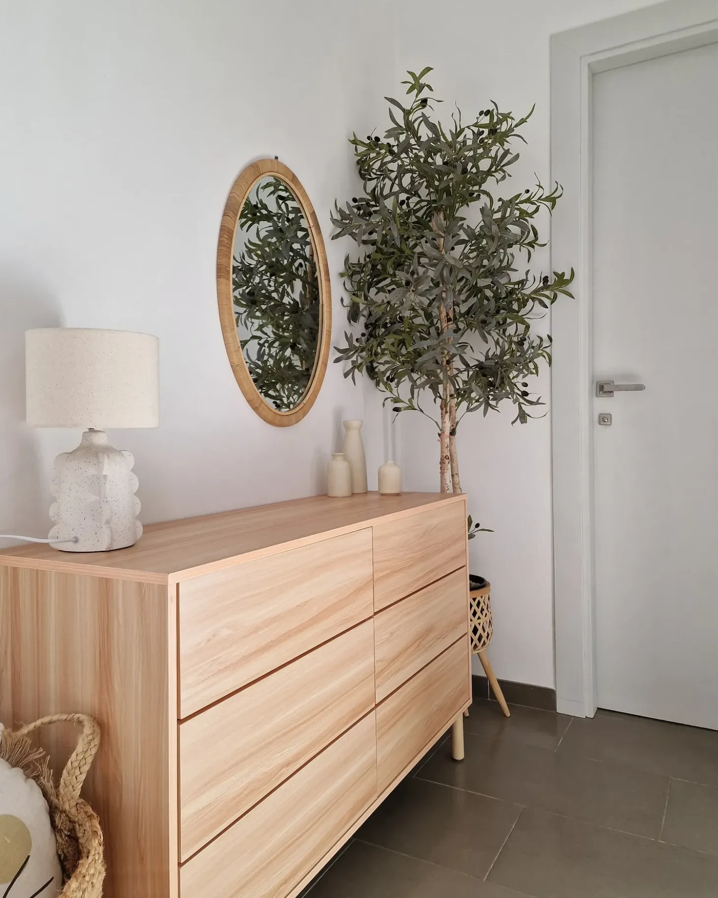 Vægspejl FOISSY 50 cm 70 cm Rattan Naturlig
