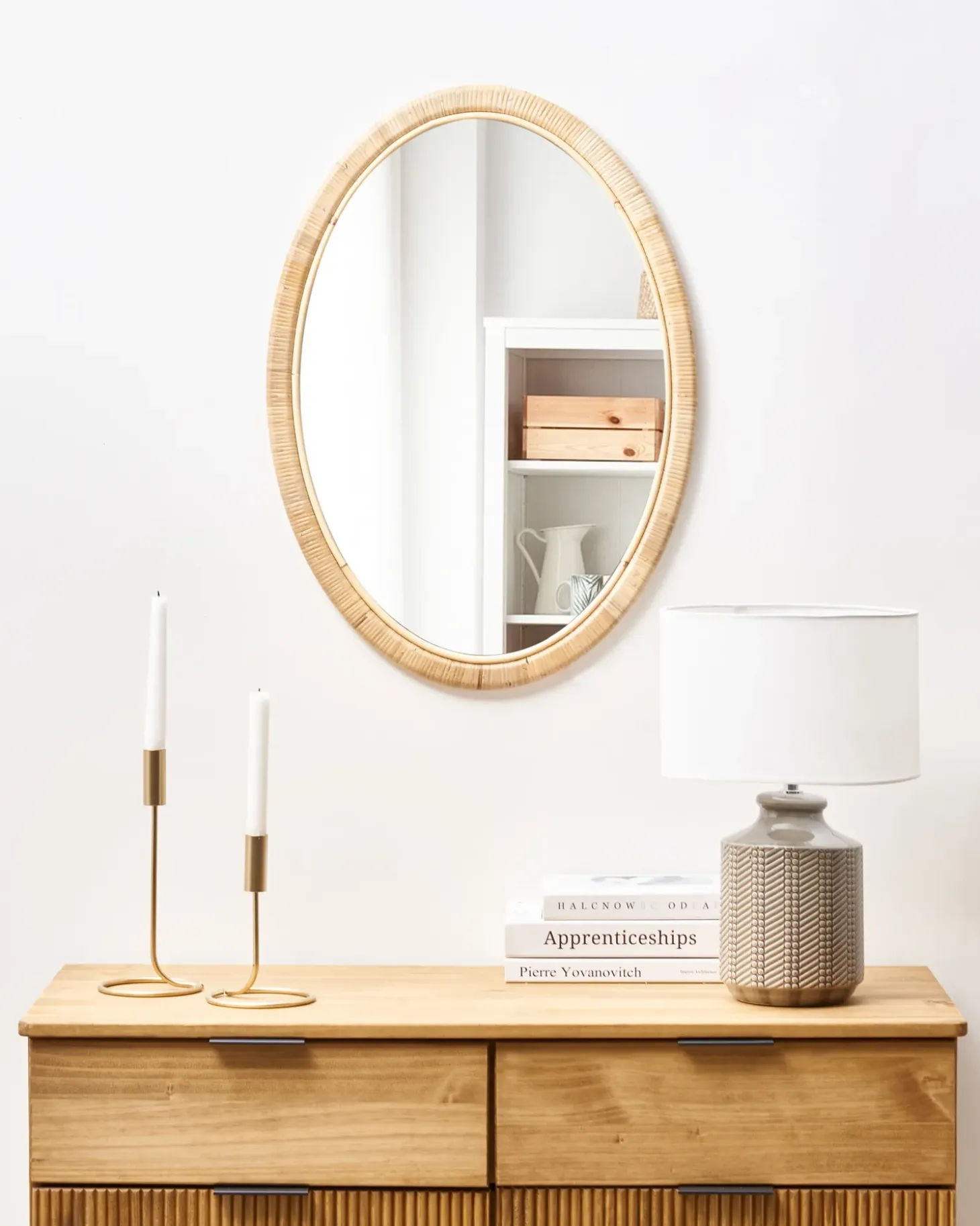 Vægspejl FOISSY 50 cm 70 cm Rattan Naturlig