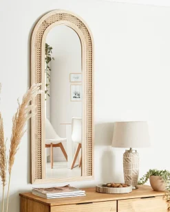 Vægspejl FRANEY 50 cm 120 cm Rattan Naturlig