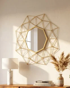 Vægspejl GAILLAC 80 cm 80 cm Metal Guld