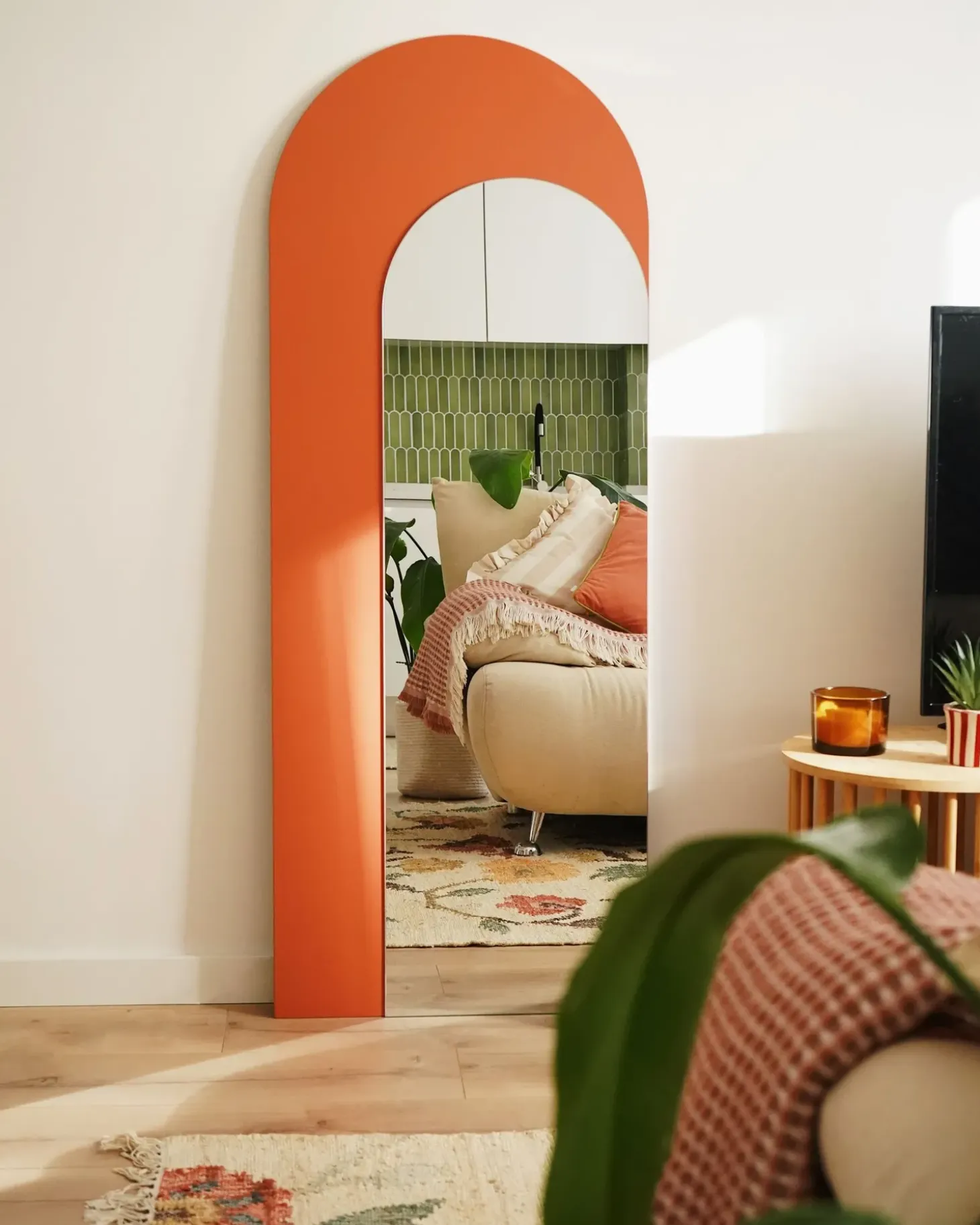 Vægspejl GROISES 55 cm 140 cm Orange