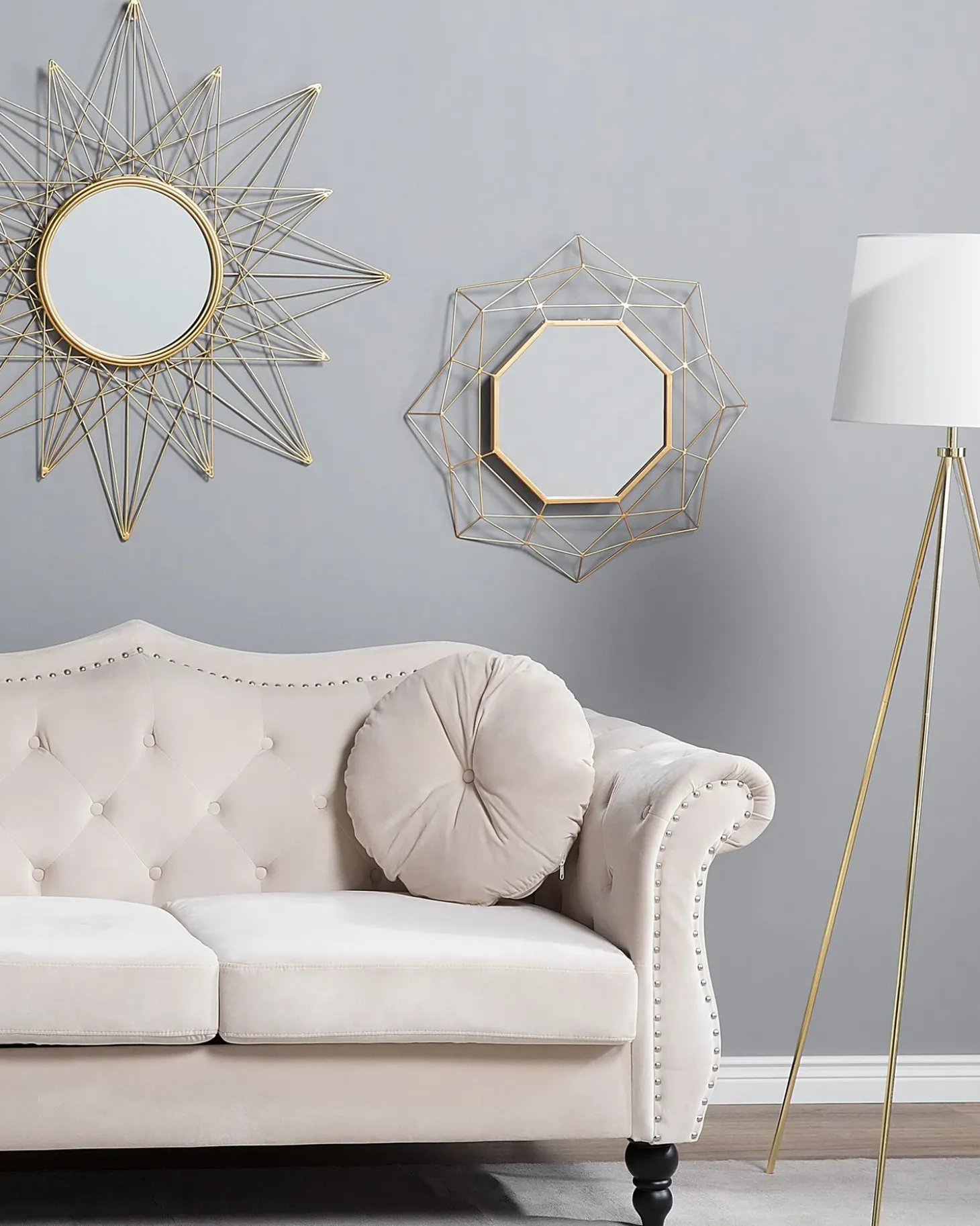 Vægspejl HILLION 60 cm 60 cm Metal Guld
