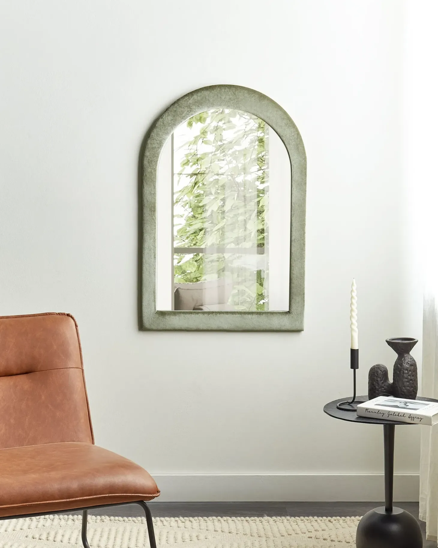 Vægspejl HURIEL 60 cm 90 cm Velour Olivengrøn