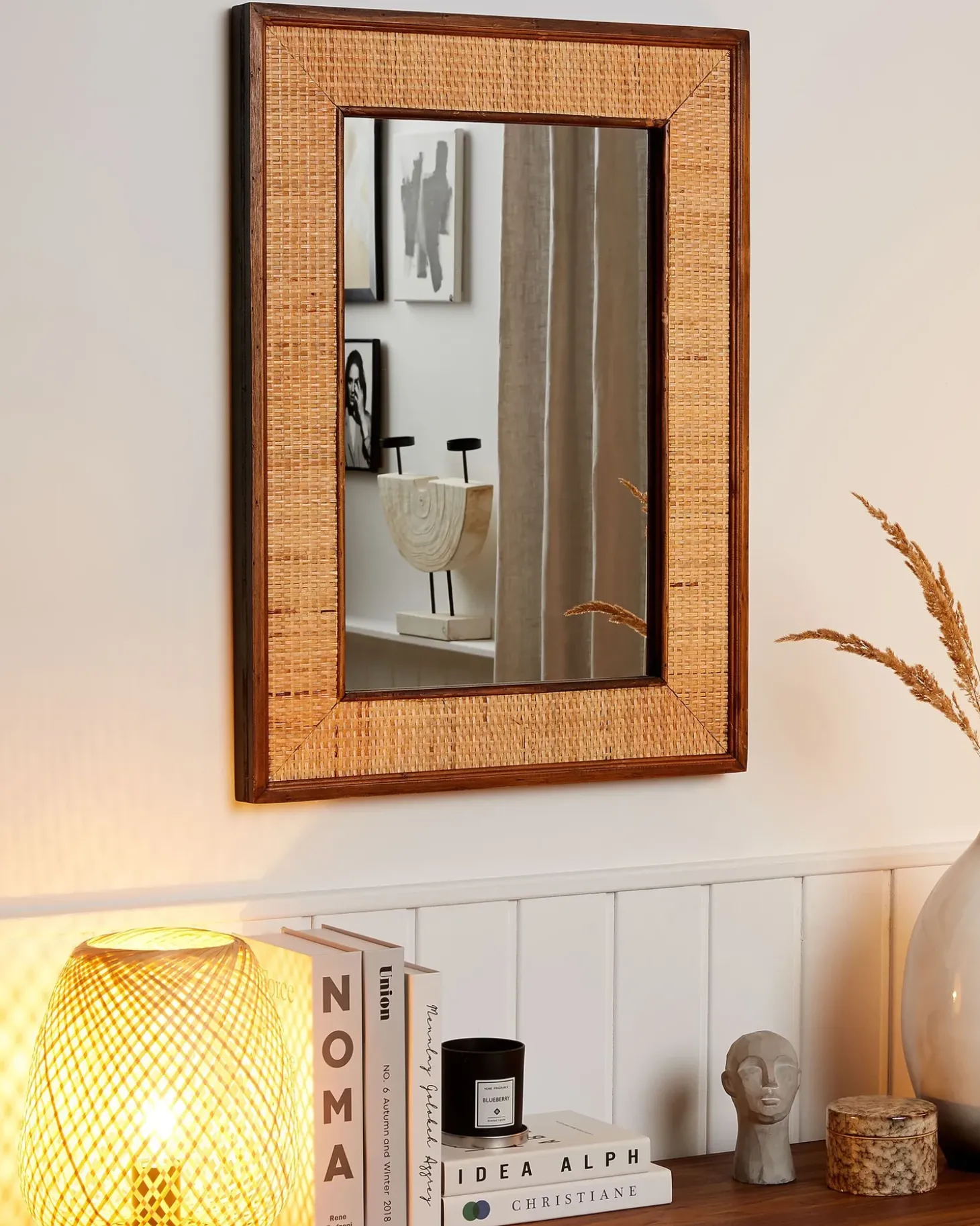 Vægspejl IGUALA 54 cm 74 cm Bambus Naturlig ask
