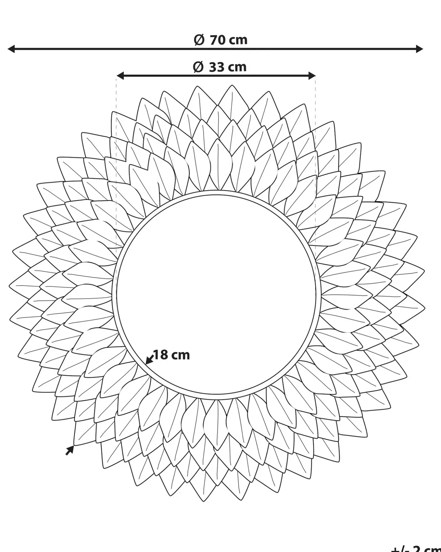 Vægspejl LARRAU 70 cm 70 cm Metal Sølv