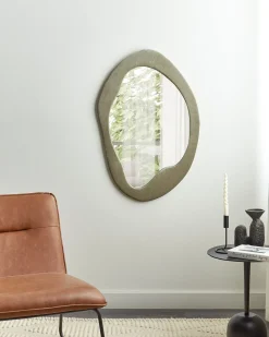 Vægspejl LENAX 59 cm 90 cm Velour Olivengrøn