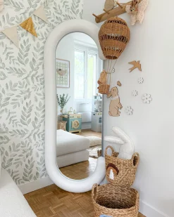 Vægspejl LOCHES 54 cm 158 cm Velour Hvid