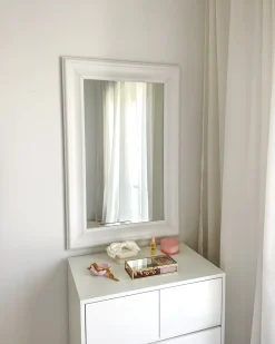Vægspejl LUNEL 60 cm 90 cm Hvid