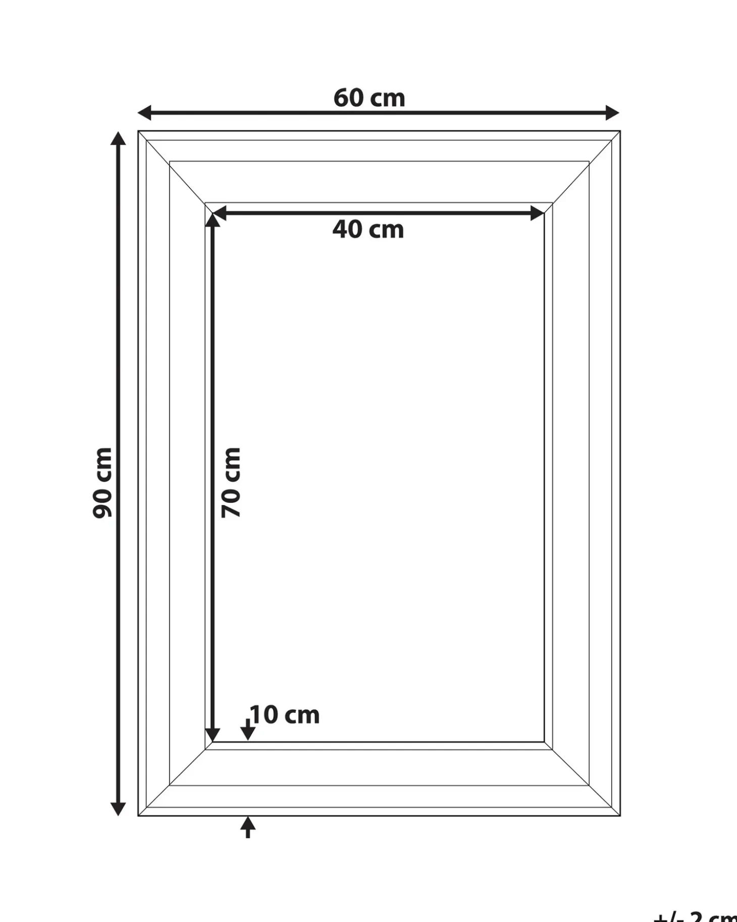 Vægspejl LUNEL 60 cm 90 cm Hvid