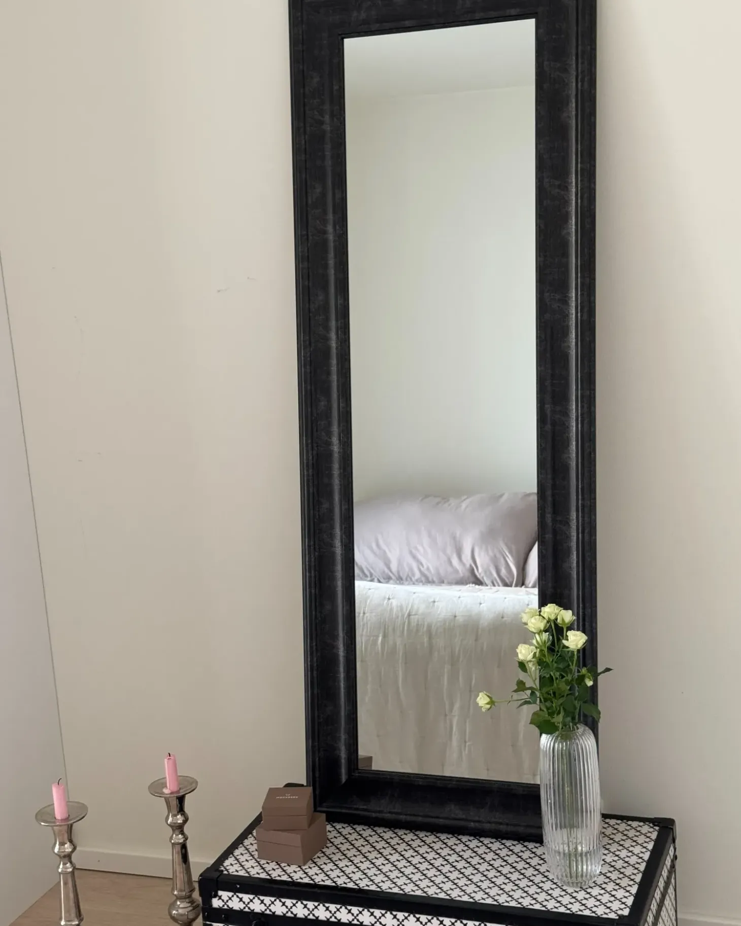 Vægspejl LUNEL 51 cm 141 cm Sort