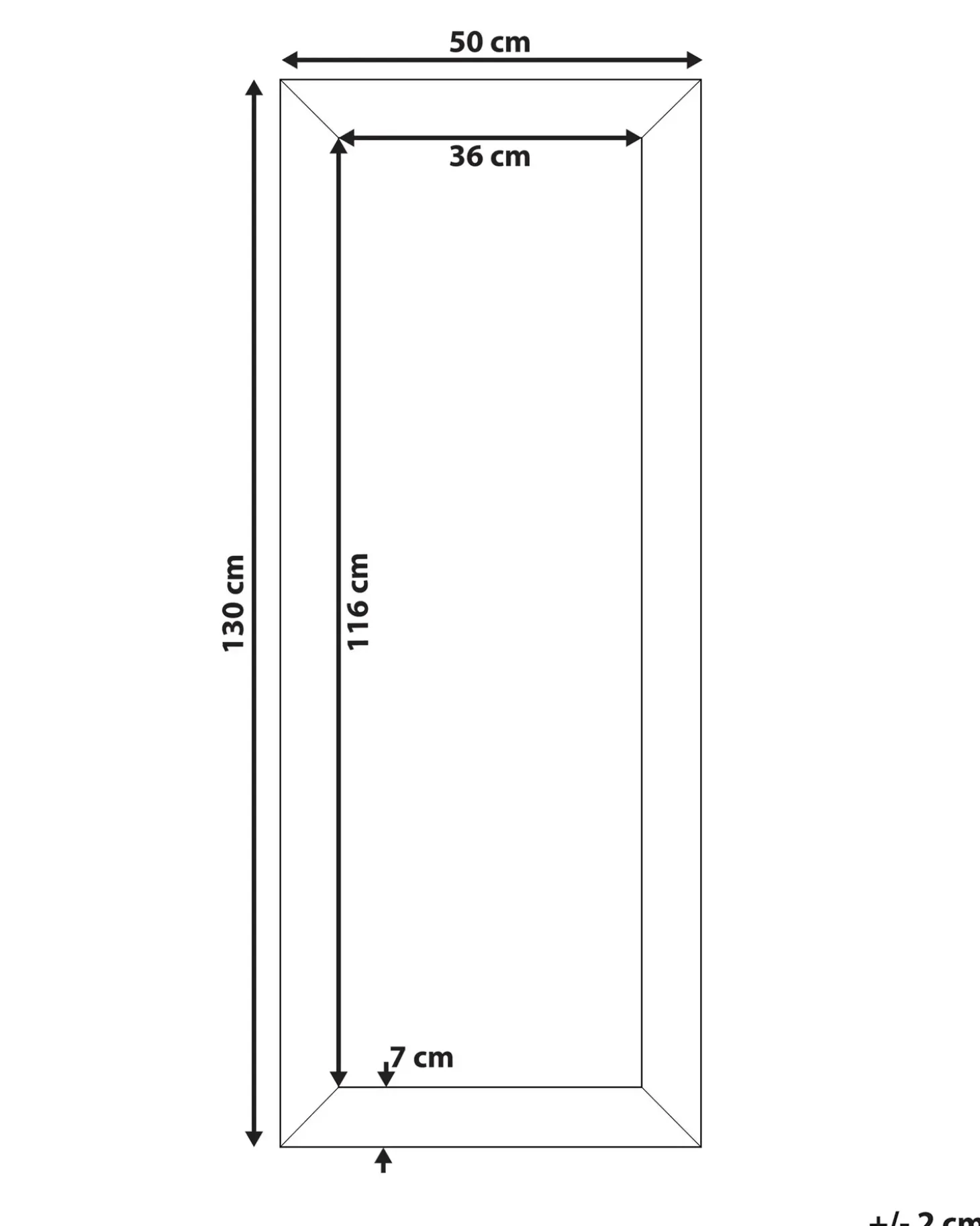 Vægspejl MARANS 50 cm 130 cm Sølv