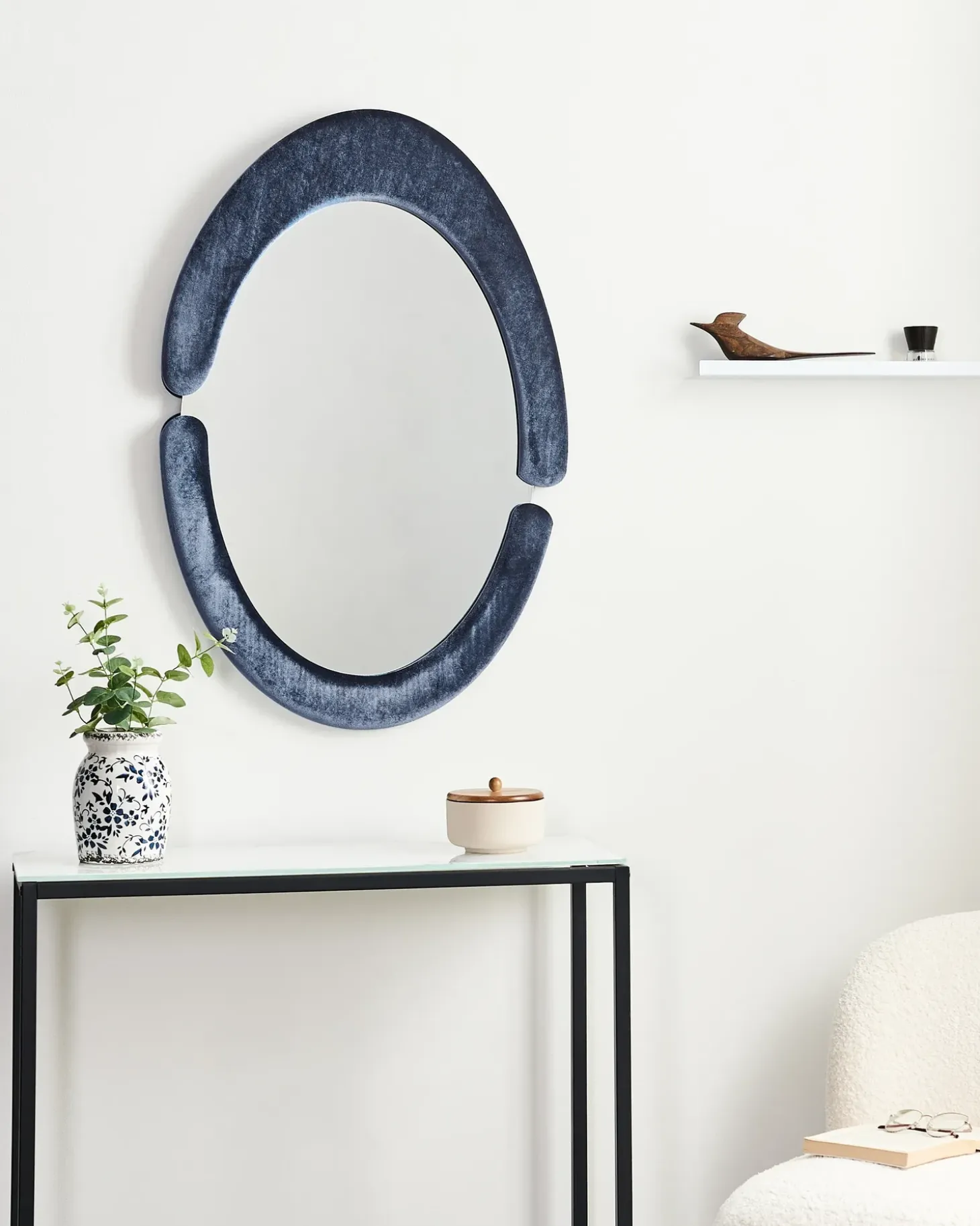Vægspejl MASSAY 53 cm 90 cm Velour Mørkeblå
