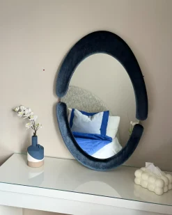 Vægspejl MASSAY 53 cm 90 cm Velour Mørkeblå