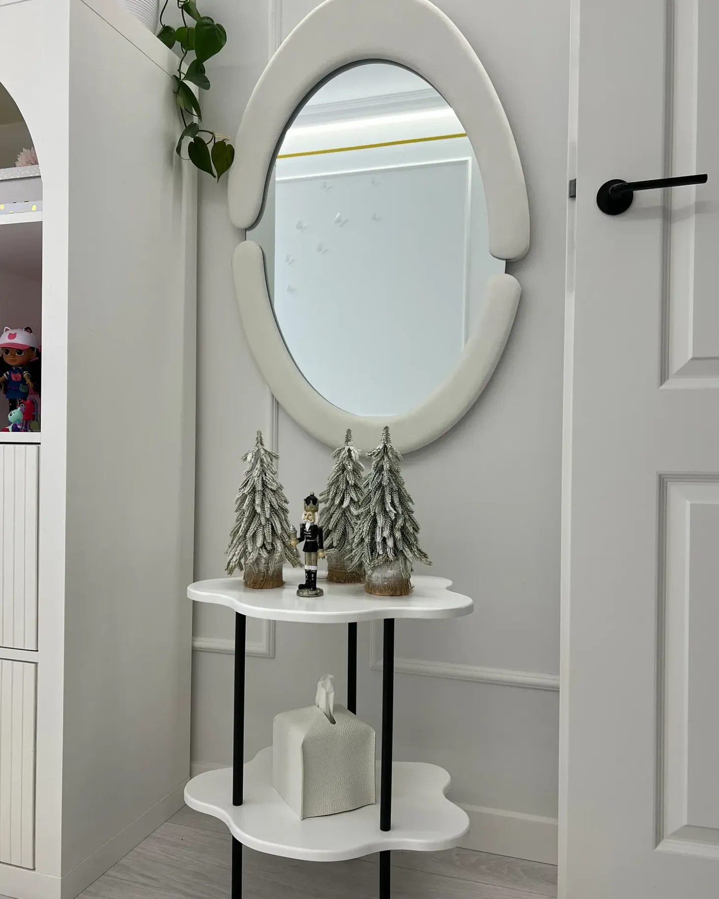 Vægspejl MASSAY 53 cm 90 cm Velour Hvid